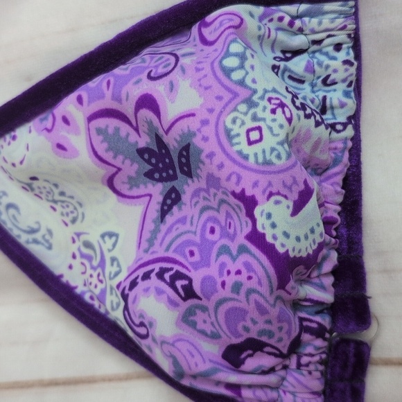 Vinatge Surfside 90s Triangle High Waisted Velvet Lined Bikini Beautiful Floral - Picture 3 of 9